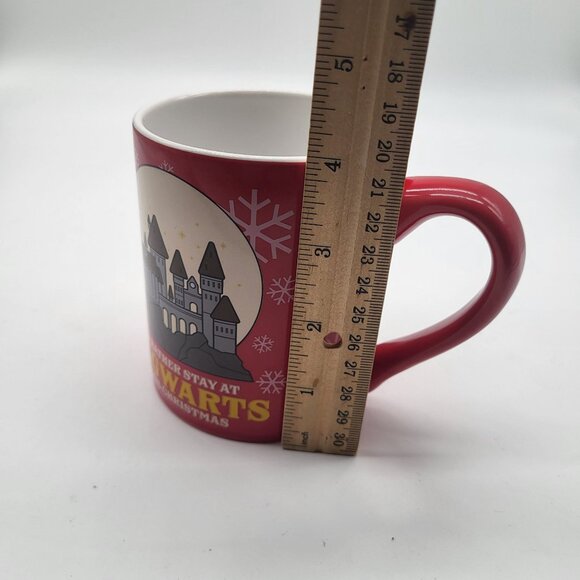 Harry Potter "I'd Rather Stay at Hogwarts this Christmas" Coffee Mug Cup Red - Picture 6 of 6